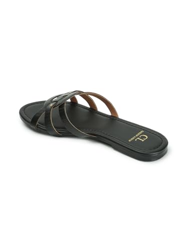 Image of Carlton London women's Textured Comfortable Fashionable Slip On Flat Sandals