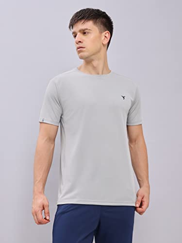 Image of TECHNOSPORT Men's Slim Fit Polyester Activewear Sports T-Shirt with Moisture-Wicking Comfort for Workout, Running & Gym