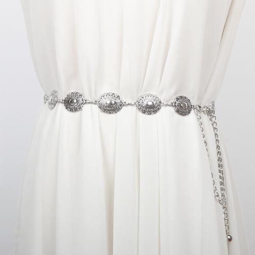 Chain Belt for Women Cowgirl Adjustable Concho Metal Belt for Concerts, Festivals, Cosplay2