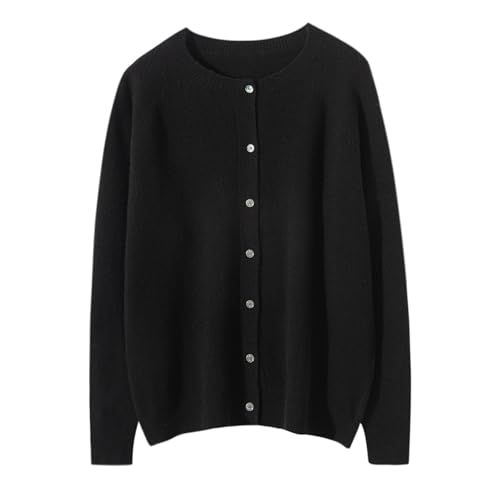 Women’s 100% Merino Wool Cardigan Sweater Crew Neck Long Sleeve Knit Casual Button Down Lightweight Tops Outwear