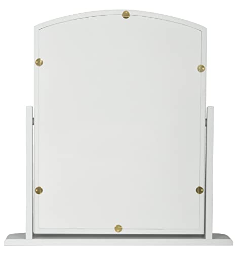 Home Selections Arched Wood Dressing Table Mirror, Grey, 44x44cm, Wooden Free Standing Tabletop Vanity Mirror - Image 3