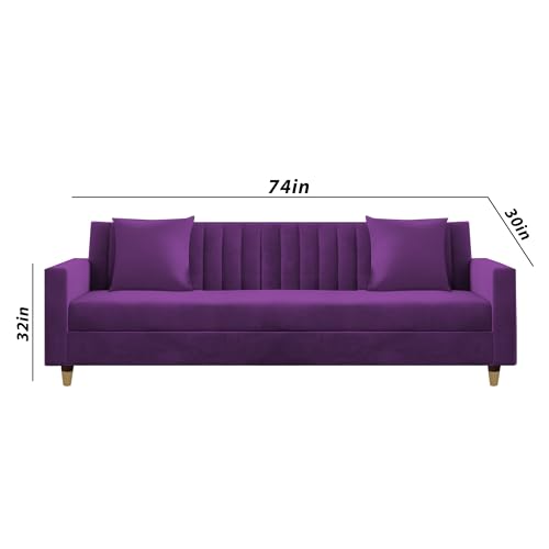 Image of Casaliving Garcia 3+2+1 Seater Sofa Set for Living Room (Purple - Colour) Premium Fabric Sofa Set