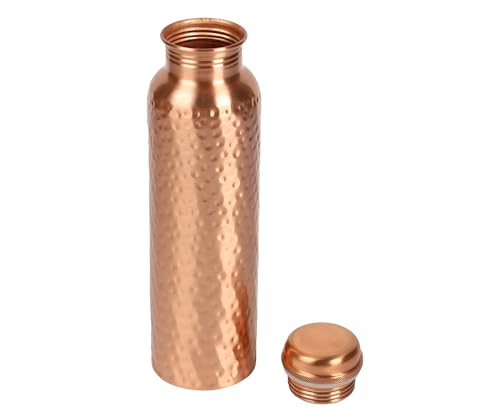 Image of Pure Copper Water bottle | 100% Pure Copper Water Bottle I Leak Proof & Rust Proof I Copper Bottle for Home, School & Office | Matte Finish (Hammered, 1)