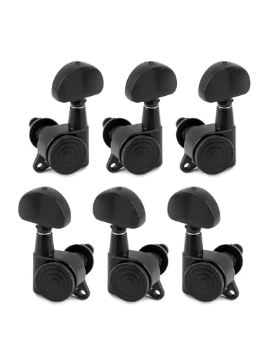 Chevilles d'accordage verrouillables 18:1 noir - Set 3L + 3R pour guitare folk et électrique