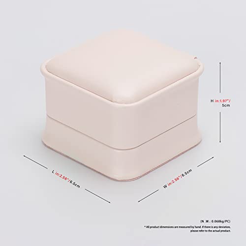 Pink Leather Ring Box Jewelry Gift Box Ring Holder For Birthday, Proposal,Wedding, Valentine's Day (Pink)