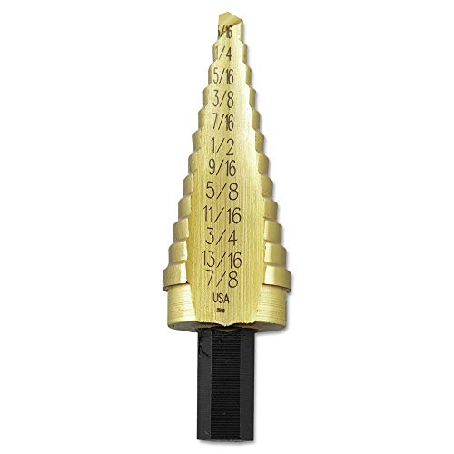 Irwin Tools IRWIN Step Drill Bit, 3/16' to 7/8', Titanium Nitride Coated Nitrate, 3/8' Shank (15104)