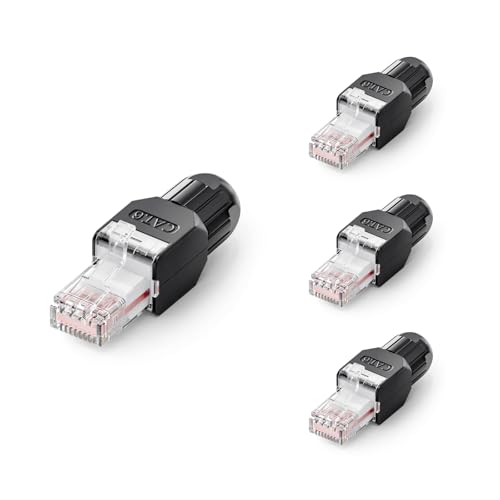 VCELINK Cat6 Tool-Free RJ45 Connector 1000 Mbps/250 MHz Compact UTP LSA Ethernet Plug for AWG 23-26 Cable Supports PoE Field-Termination Compatible with Router/Modem/Switch/Server Black 4 Pack
