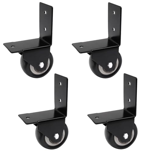 4 Pack Side Mount Casters Wheels,1.5in L-Shaped Directional Castor Wheel,PU Rubber Silent Roller,Heavy-Duty Furniture Moving Wheels Load-Bearing 120kg/265lbs for Beds Cabinets Tables