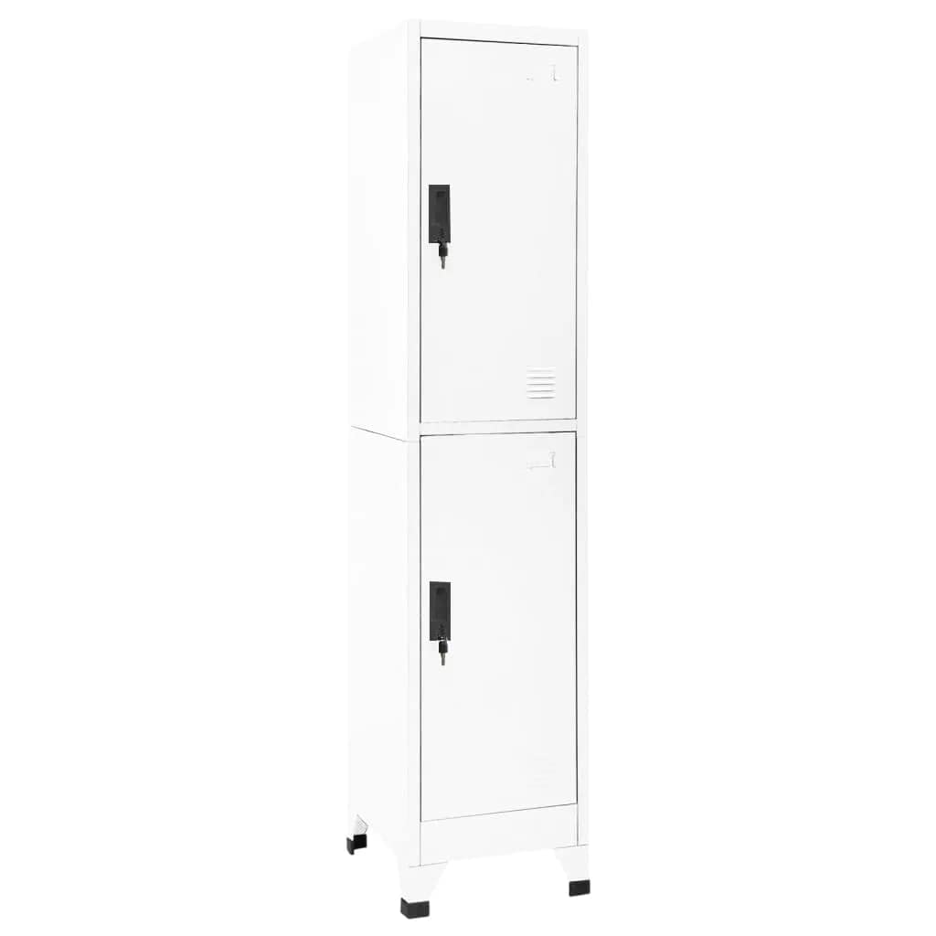 SYDE Armadio in acciaio bianco, 38 x 45 x 180 cm | Porte Ventilate con Serratura, Appendiabiti Interni, Porta Etichette, Scuola e Ufficio