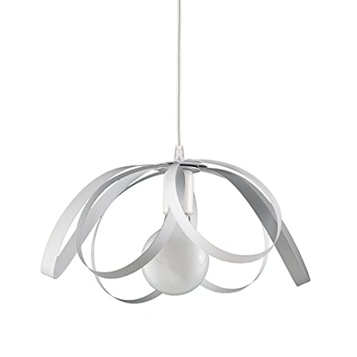 LEOLUX Fiocco – Lampadario Moderno a Sospensione per Soggiorno – Made in Italy – Attacco E27 – Design Minimal – Lampada per Cucina, Camera e Cameretta – Compatibile LED – Bianco e Grigio