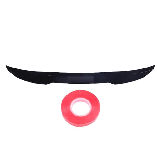 Shkalacar Alerón Trasero para Maletero de Coche, Material ABS de 117-128 Cm, Alerón Ajustable Fuerte Adherencia para Mayor Tracción y Carga Aerodinámica, con Cinta (Negro brillante + negro)