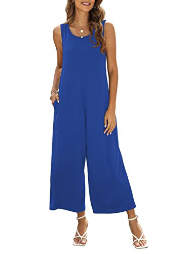 Nfsion Women's Summer Casual Loose Tank Jumpsuit Sleeveless Crewneck Jumpsuit