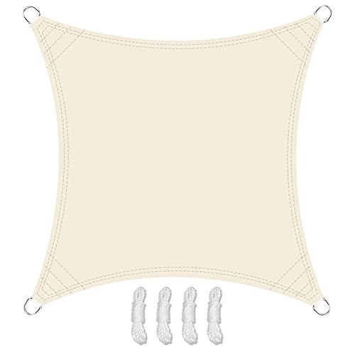 Teynewer Sun Shade Sail Square 3.6x3.6m Waterproof Shade Sail for Outdoor Garden Patio Party 98% UV Block Sunscreen Awning Canopy Sunsail with Free Rope