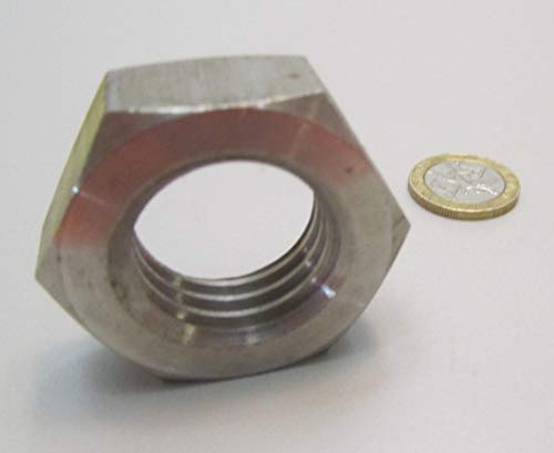 18-8 Stainless Steel Hex Nut 1 1/8"-7 Thread x 1-11/16" W x 36/64" H 3 Pcs