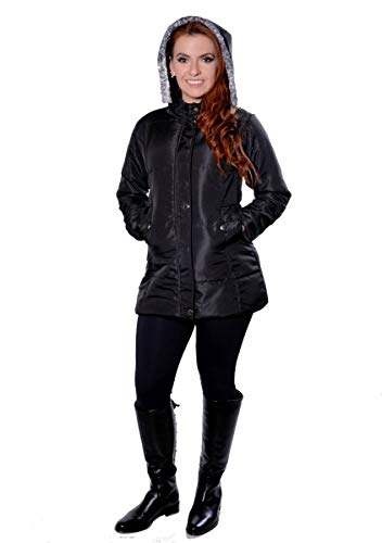 Sobretudo Jaqueta Feminina Com Capuz Removível Frio Inverno (Preto, P)