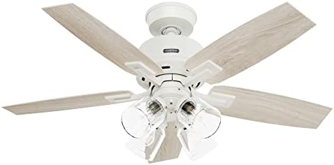 Hunter Fan Company, 52426, 44 inch Gatlinburg HunterExpress Easy Install Matte White Ceiling Fan with LED Light Kit and Handheld Remote