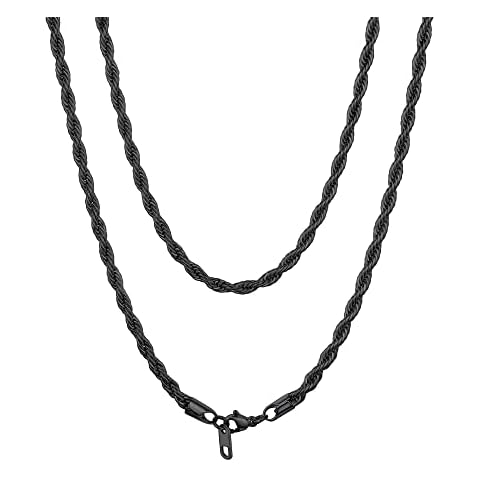 ChainsHouse edelstahl Zopfkette mit Schmuckverschluss 55cm Schwarze Kordelkette Cover