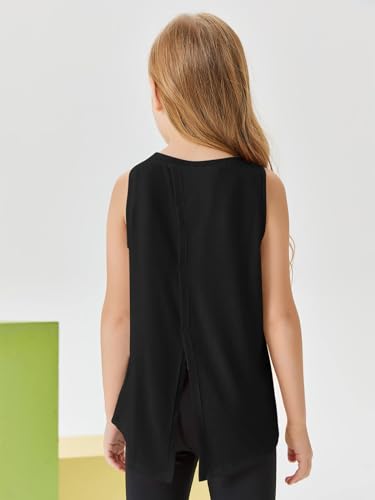 Haloumoning Girls Athletic Tank Tops Open Tie Back Sleeveless Workout Running Tennis Sports Shirts 5-14Years3