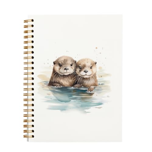 Carnet de notes à spirale cadeau loutre et plage pour femmes et filles