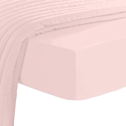 Pizuna Pure Combed Cotton European Single Fitted Sheet Light Pink