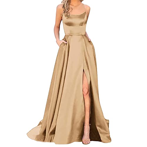sujinxiu Frauen High Slit Backless Abendkleid Sexy Fashion Solid...