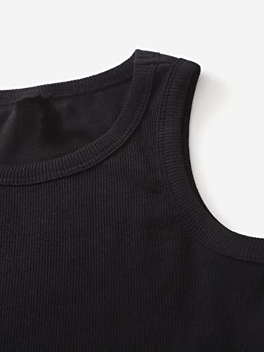 Milumia Girl's 2 Pack Ribbed Knit Sleeveless Round Neck Casual Baisc Crop Tank Top3