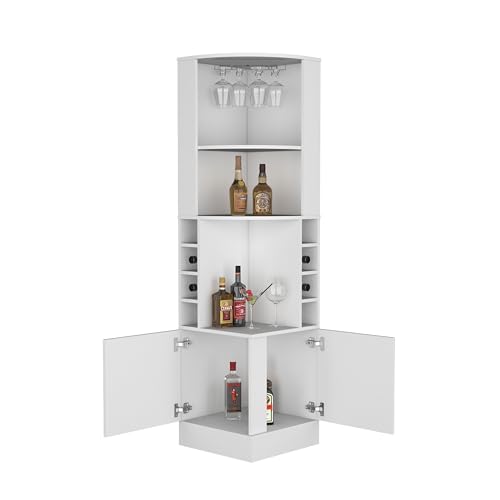 Armario esquinero para botellas y copas de vino blanco miniatura 4