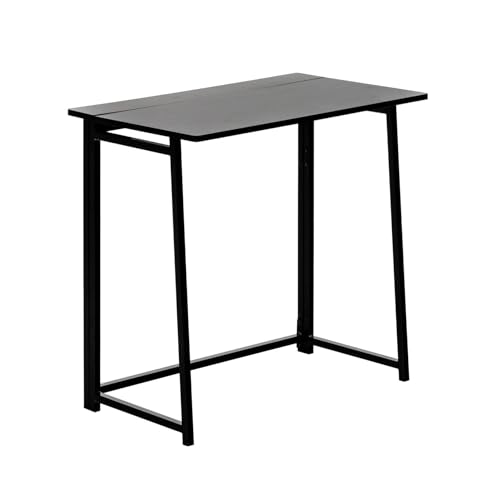 Harbour Housewares Deluxe Wooden Folding Desk - 80cm - Black - PC Computer Workstation Contemporary Laptop Space Saving Foldable Wooden Desk for Study Offices