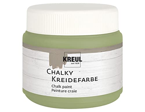KREUL 75318 - Chalky Kreidefarbe, Velvet Olive in 150 ml Kunststoffdose, sanft - matte Farbe, cremig deckend, schnelltrocknend, für Effekte im Used Look KREUL 75318 - Chalky Kreidefarbe, Velvet Olive in 150 ml Kunststoffdose, sanft - matte Farbe, cremig deckend, schnelltrocknend, für Effekte im Used Look