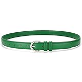 SANSTHS Women Leather Belt for Jeans Fashion Ladies Dress Belt With Single Prong Buckle,Green,L