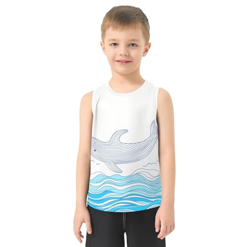 Boys Tank Top Shirts Cartoon Whale Sleeveless T-Shirts Crew Neck for Kids Clothing Children2
