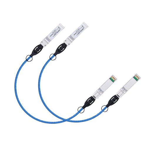 Image of ipolex Colored 10G SFP+ Twinax Cable, Direct Attach Copper(DAC) Passive Cable in Blue, 0.5m (1.64ft), for Cisco SFP-H10GB-CU0.5M, Meraki, Ubiquiti, Mikrotik, Intel, Fortinet, Netgear, D-Link, 2 Pack