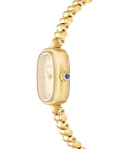 Image of FIYTA Women's Watch - Elegant Gold Small Square Luxury Watch with Sapphire Crystal; 316L Stainless Steel Jewelry Bracelet, Timeless Gift for Her, Mother's Day, Gift Box Included
