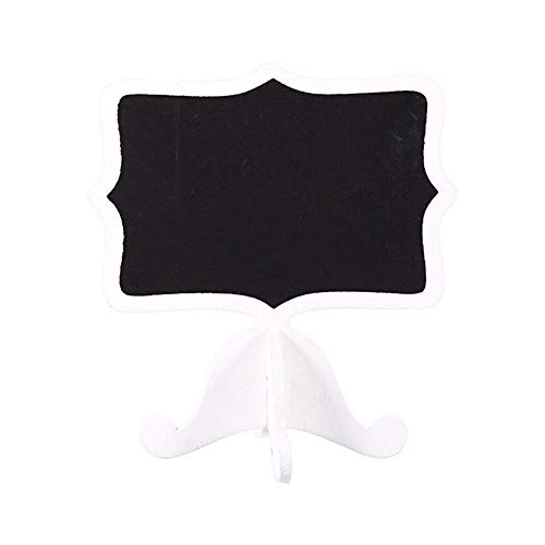 10Pcs Mini Madera Pizarra Mensaje Tabla número Signo con Soporte de Base para la decoración de Banquete de Boda (Color : Blanco)
