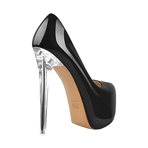 Platform Stiletto High Heels for Women, Round Closed Toe Sexy Heeled Pumps Transparent Metal Heels Dress Shoes3
