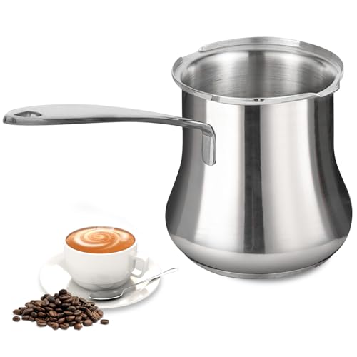 BORDEAG Cafetera turca, cafetera de 500 ml, cafetera turca, cafetera griega de acero inoxidable para preparar café y espuma de leche