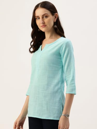 Image of Elegant Short Kurti for Women - 3 /4 Sleeves | Round Neck | (S to XXL)