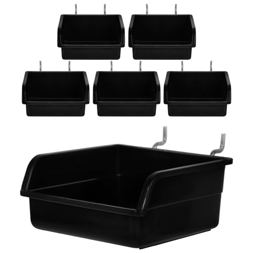 iplusmile 6 Sets Pegboard Bins Organizer Set, Pegboard Cups with Hooks Pegboard Storage Tray Pegboard Tools Organizer for Garage Workshop Craft Room B