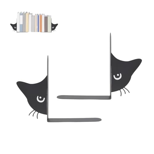 Schwarz Buchstütze Katze Metall - 2 Pack Buchstütze Schwarz Dekoration, Bookend Bücherregal Kinder Katzen, Buchstützen Metall, Bücherstützen Book Holder für Tablet und Bücher Schwarz Buchstütze Katze Metall - 2 Pack Buchstütze Schwarz Dekoration, Bookend Bücherregal Kinder Katzen, Buchstützen Metall, Bücherstützen Book Holder für Tablet und Bücher