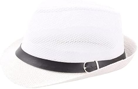 Tomppy Fedora Hats for Men Women Vintage Short Brim Havana Jazz UV Protection Floppy Straw Sun Hat Trilby Gangster Cap White
