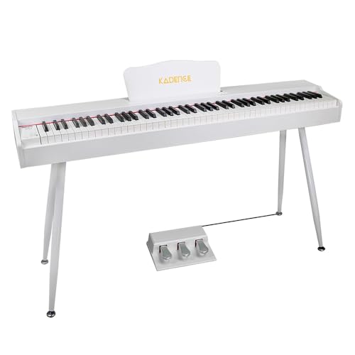 Image of Kadence GEN25 Digital Piano(DP01)- 88 Weighted Progressive Hammer Keys, Wooden Stand, Triple Pedal, MIDI & French Dream Chip (White Piano,2025 Edition)