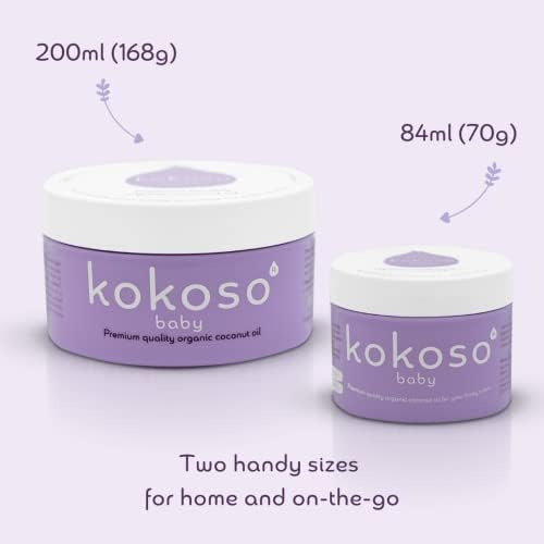 Kokoso Baby Organic Coconut Oil  Moisturising 100% Natural Baby Oil for Baby Massage, Dry, Sensitive and Normal Baby Skin  70g