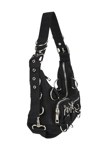 Dolls Kill Personal Anthem Shoulder Bag - Nylon, Adjustable Strap, Cargo Pockets - Black, One Size2