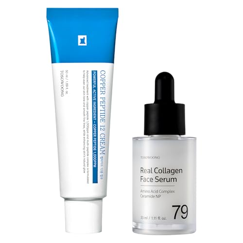 Set Antiedad K-Beauty: TOSOWOONG Sérum Real Collagen y Crema Copper Peptide para una Tez Suave y Voluminosa