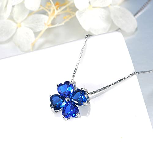JIANGXIN Colorful Birthstone 925 Sterling Silver Handmade Pendant Necklace for Women Lucky Four Leaf Clover Plant Shamrock Jewelry Rhodium Plated2