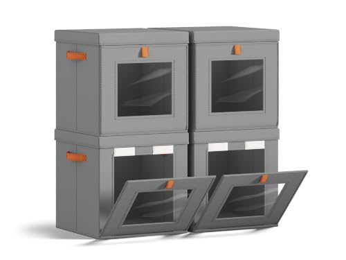 Image of Homsorout Cube Storage Bins with Lids - Front Opening, Clear Window, 4 Pack
