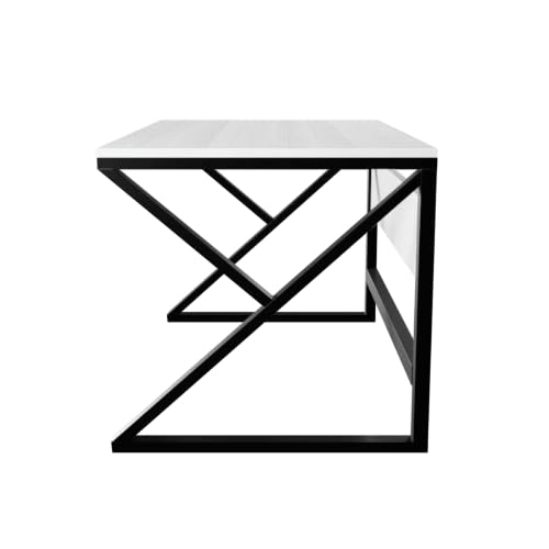 Image of Riyan Luxiwood Alden Computer Table in Engineering Wood for Home & Office, Simple Style Desk, Scratch Resistance Surface, Easy to Assemble, Study Table for Kids (Size-12 X 5 X 75 Cm) - White