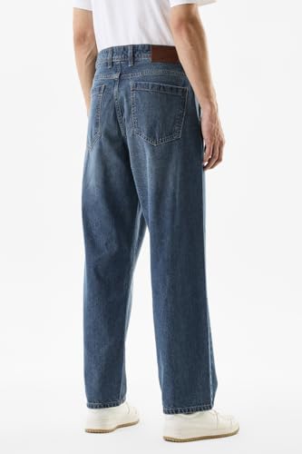 Image of SNITCH Men Jeans | Baggy Fit Wide-Leg Relaxed Style | 100% Cotton Woven Fabric with Button Closure | Casual & Street Wear for All Seasons