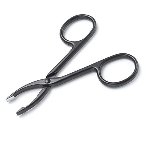 2 Pieces Tweezers Scissor Handle Straight Tip Scissor Shaped Eyebrows Tweezers for Hair Plucker Remover Facial Hair Eyebrows Care (Black)