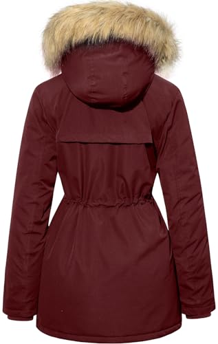 Women's Fur Hood Winter Parka Thicken Winter Jacket Coat Hooded Puffer Coat with Removable Fur Trim2